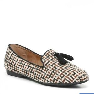 Kelly & Katie Black, White, and Brown Houndstooth Loafers